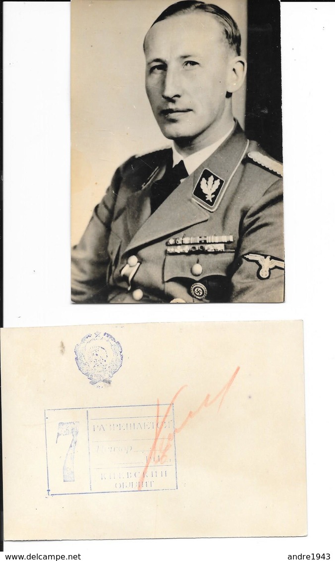 Reinhard Heydrich - Gruppenfüher XX - Photo - SS - Voir Cachets Au Dos - Guerre 39-45 - Guerre 1939-45