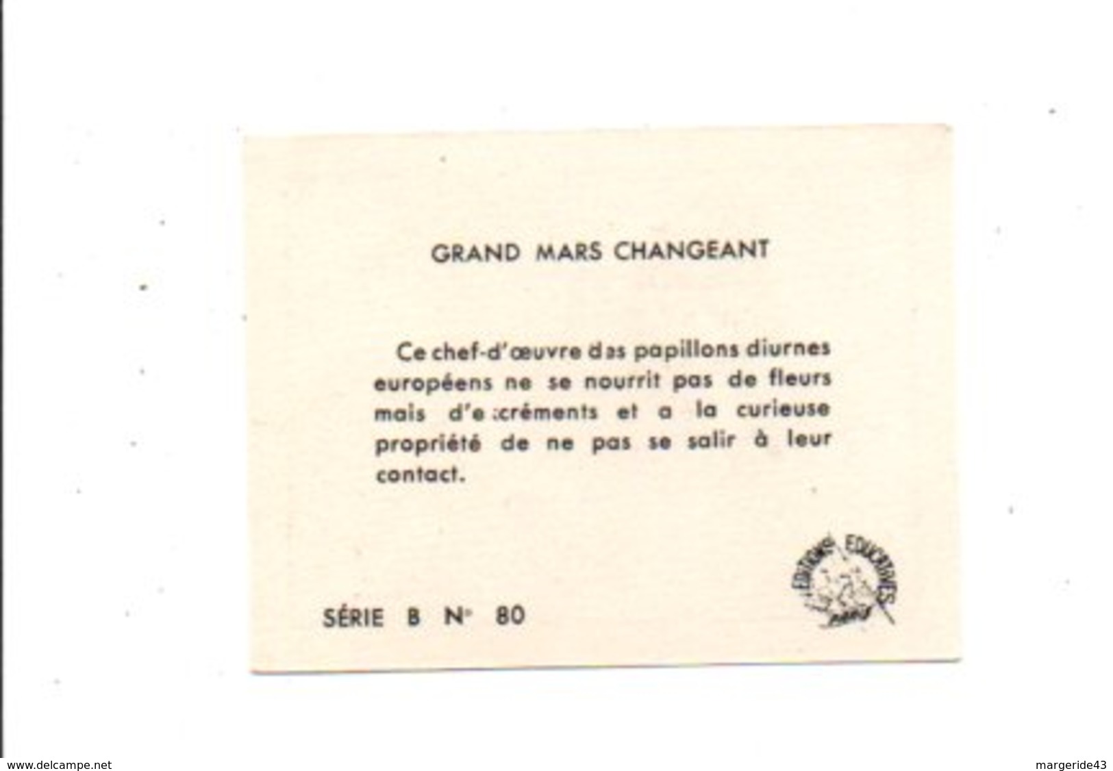CHROMOS BON POINT - PAPILLONS - GRAND MARS CHANGEANT - Chèques & Chèques De Voyage