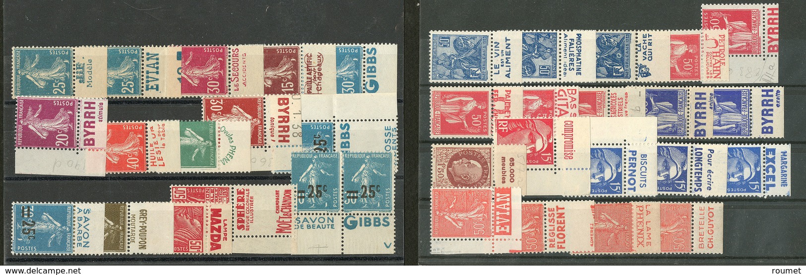 ** 1906-1951, Valeurs Courantes Avec Pub, Dont Semeuse, Paix, Gandon, Etc. - TB - Collections