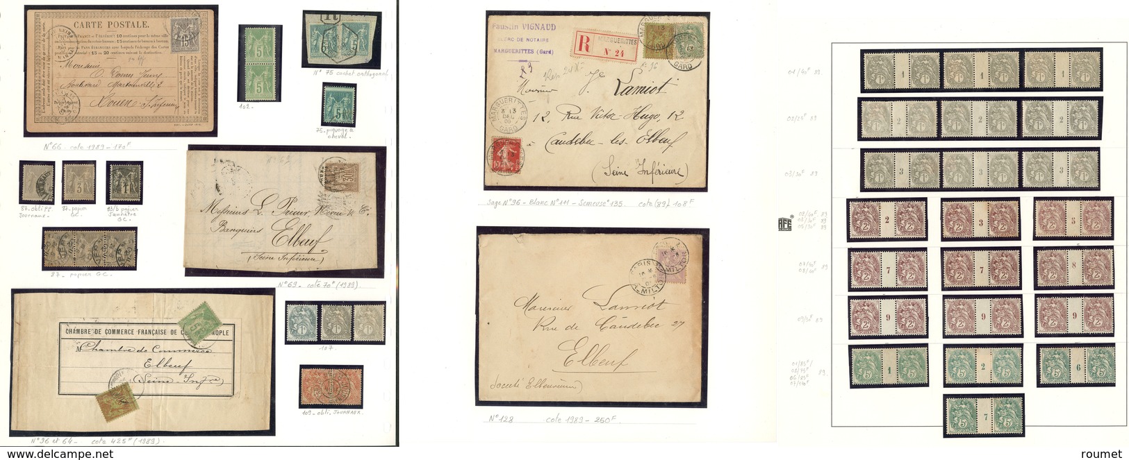 * 1890-1944, Diverses Valeurs Poste Et FM, Des Paire Mill. Et 11 Enveloppe Affts Divers. - TB, B Ou Pd - Collections