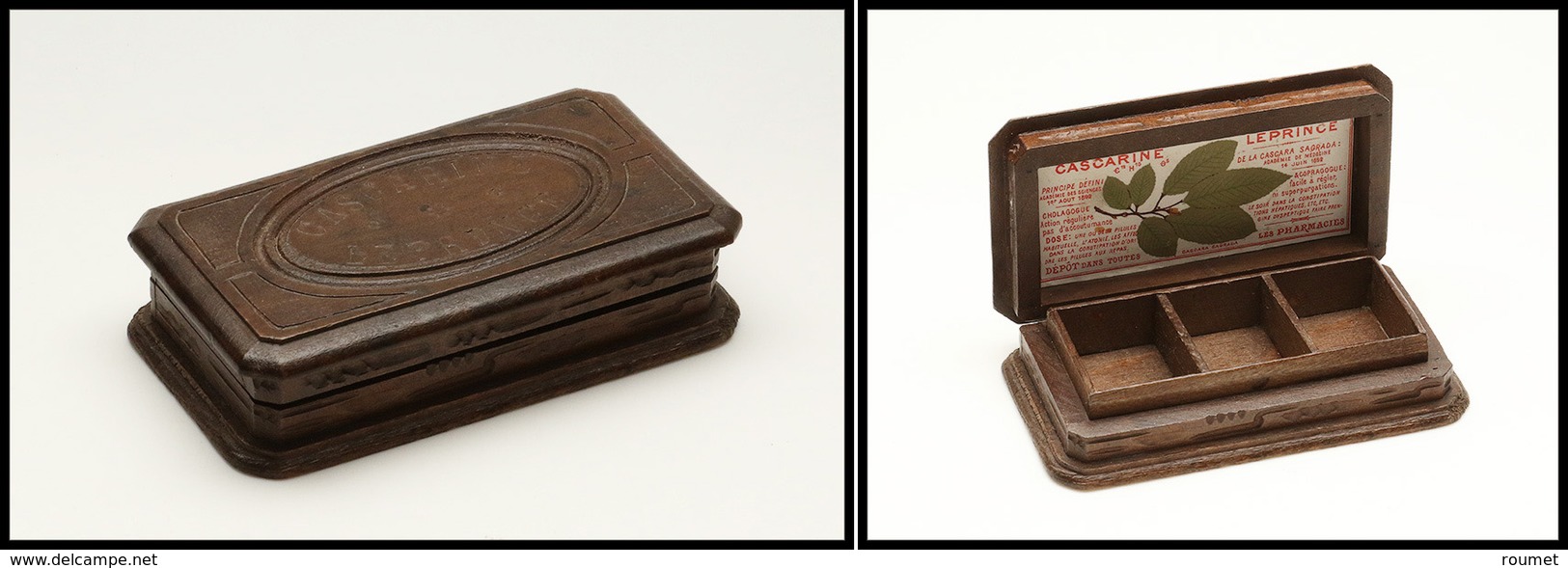 Boîte Publicitaire En Bois "Casarine-Le Prince", 3 Comp., 100x54x24mm. - TB (cf BB P.84) - Stamp Boxes