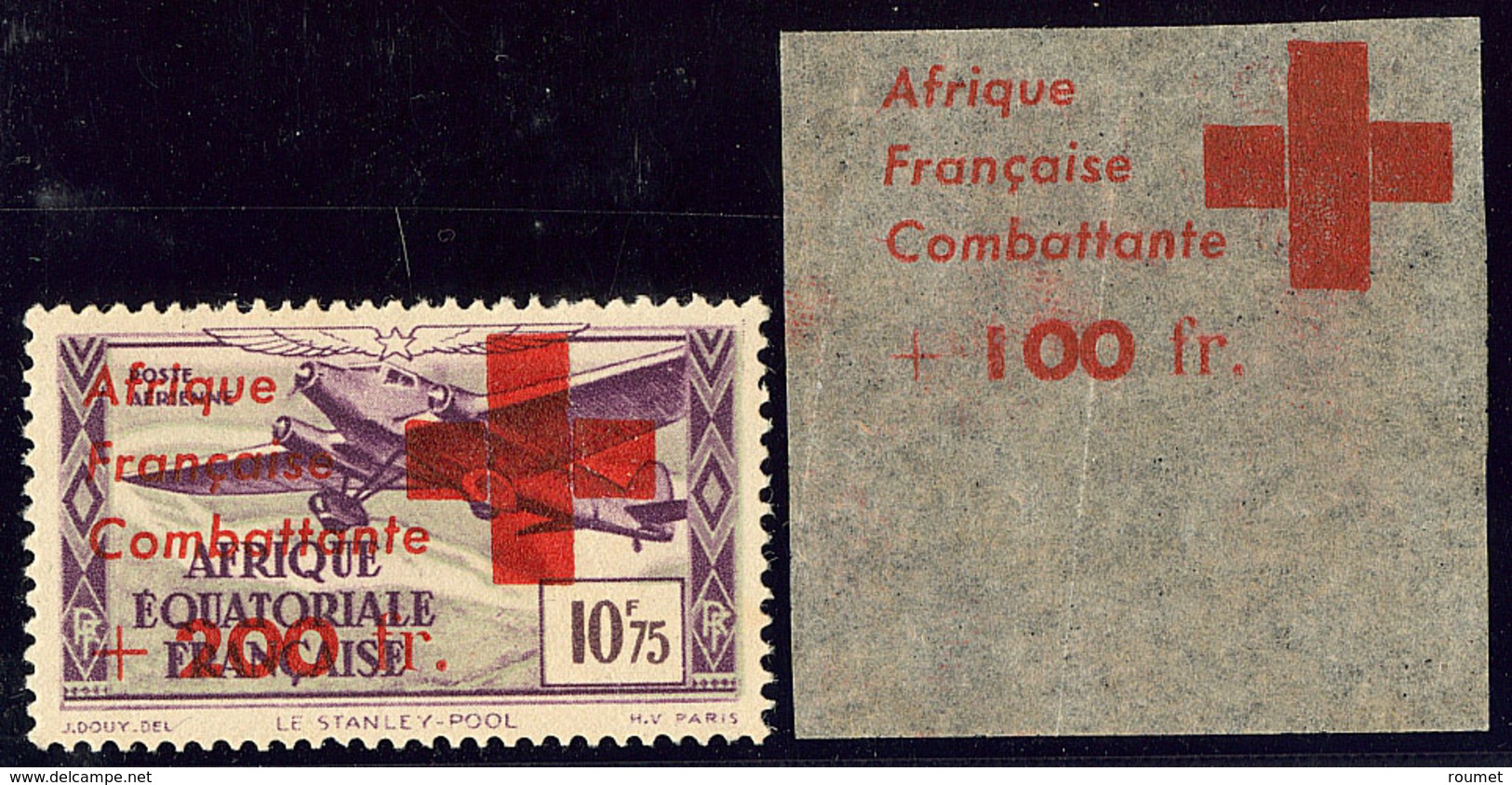 * Poste Aérienne. France-Libre. No 29, Gomme Coloniale, + Essai De Surcharge Sur Papier Pelure. - TB - Other & Unclassified