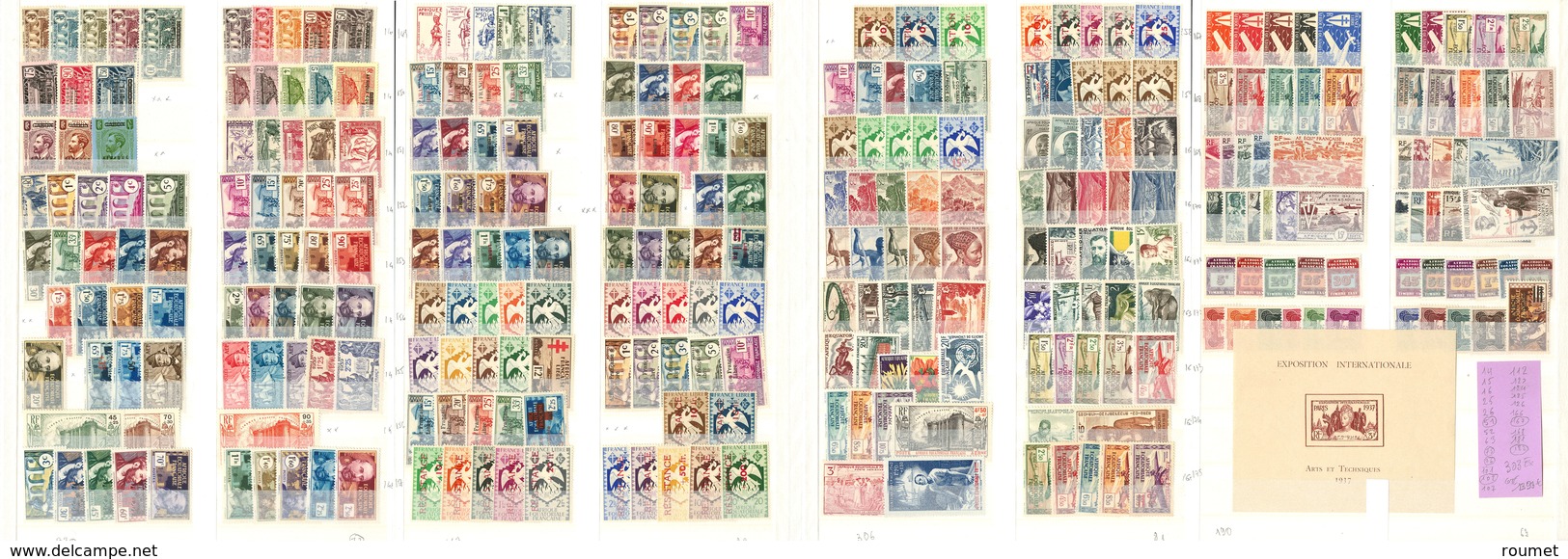 ** Collection. 1936-1958 (Poste, PA, Taxe), Valeurs Et Séries Moyennes Dont Qqs France-Libre. - TB - Other & Unclassified