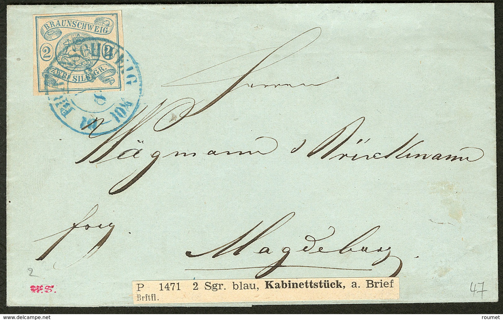 LETTRE Brunswick. No 2, Obl Cad Bleu Sur Lettre, Jolie Pièce. - TB. - R - Brunswick