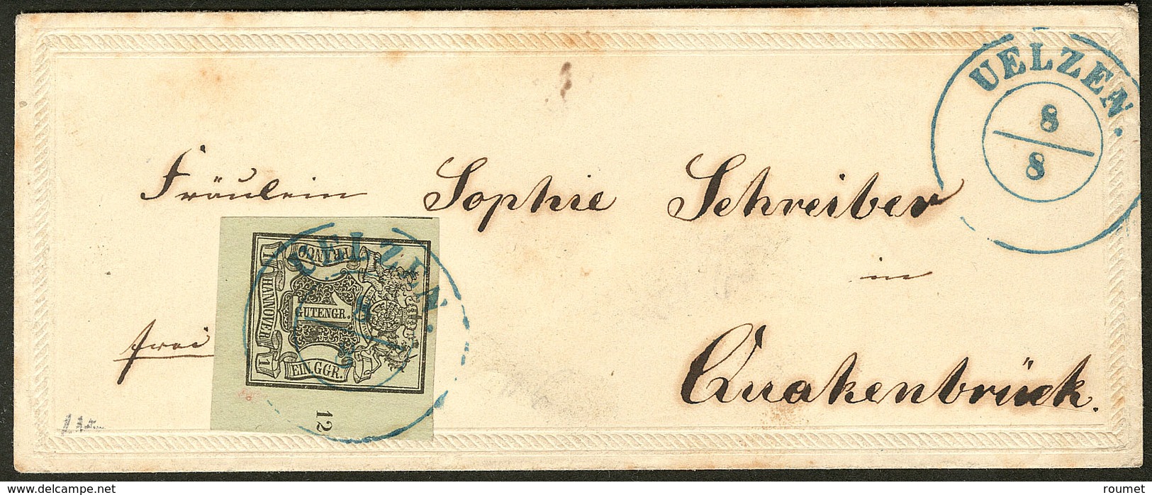 LETTRE Hanovre. No 2, Cdf Avec Numéro "12" + Un Voisin, Obl Cad Bleu Uelzen Sur Enveloppe, Superbe - Hanover