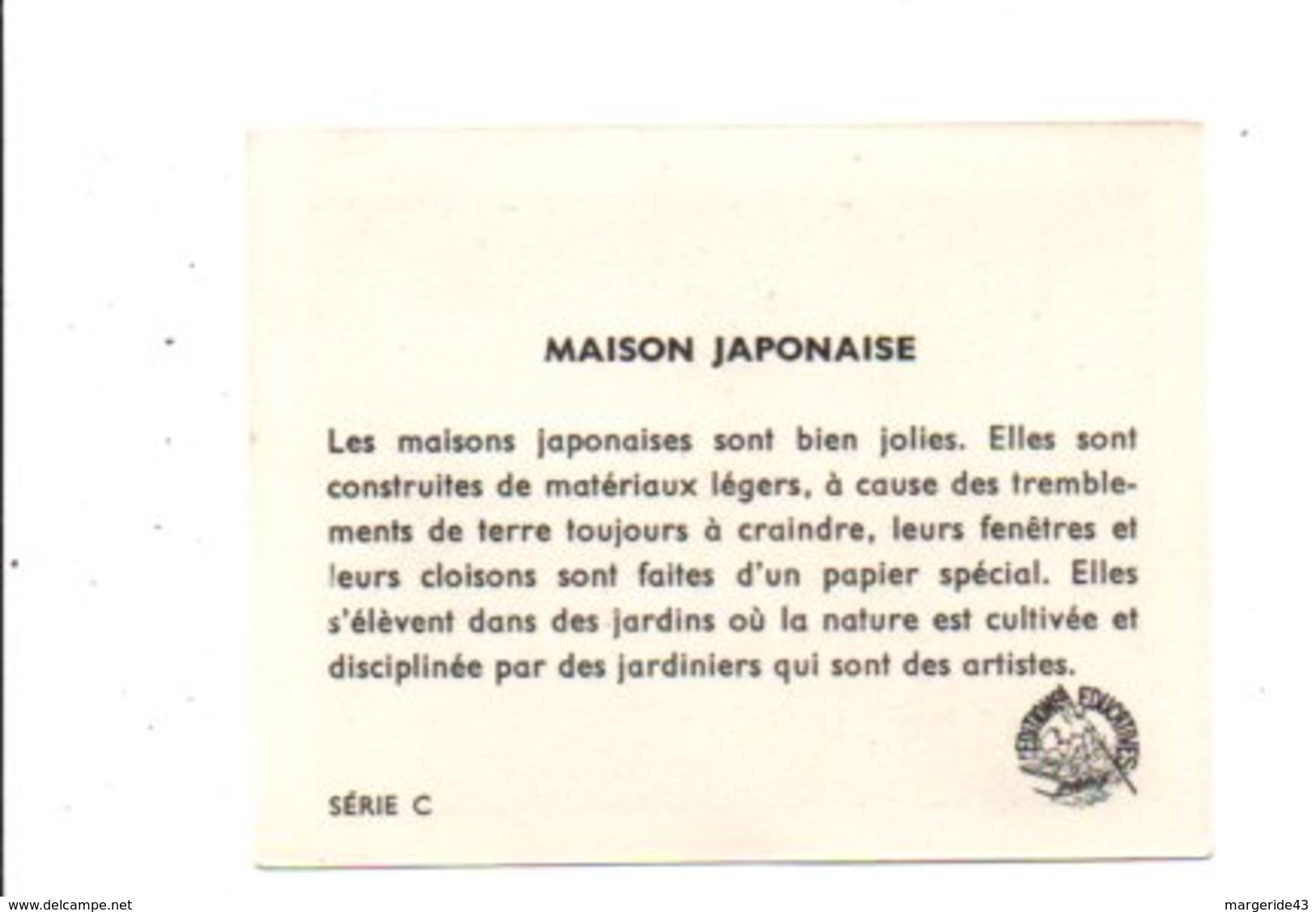 CHROMOS BON POINT - HABITAT HUMAIN - MAISON JAPONAISE - Chèques & Chèques De Voyage