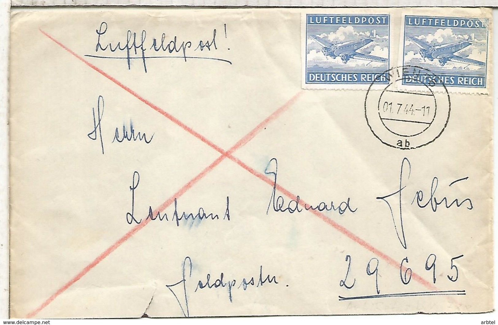 ALEMANIA REICH WW2 FELDPOST AEREO WIEN SEGUNDA GUERRA MUNDIAL - Cartas & Documentos