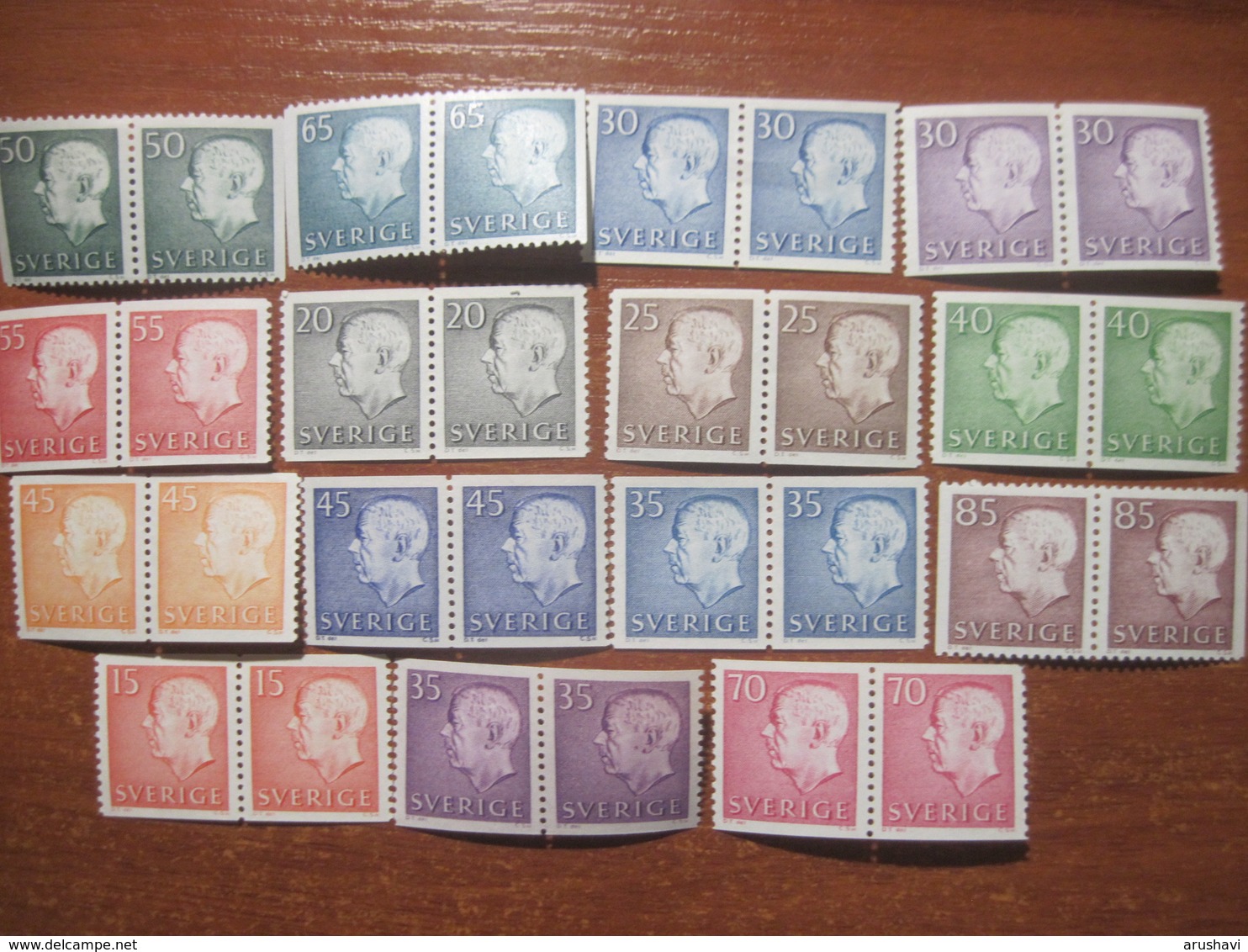 Sweden 1950-60-s Gustav VI Adolf Definitives Pairs MNH - Unused Stamps