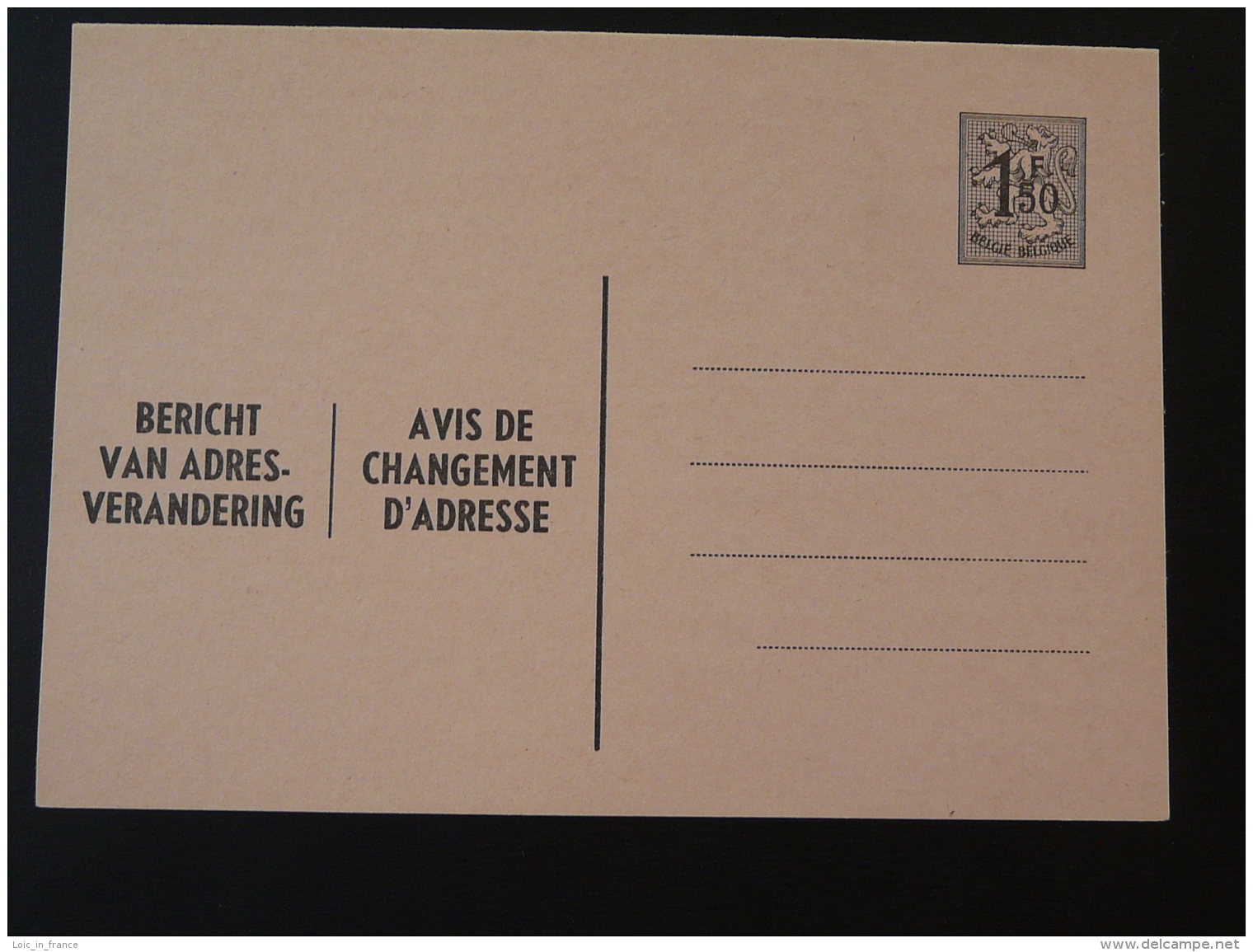 1F50 Bericht Van Adresverandering / Avis De Changement D'adresse Entier Postal Stationery Card Belgique (ref 238) - Avis Changement Adresse