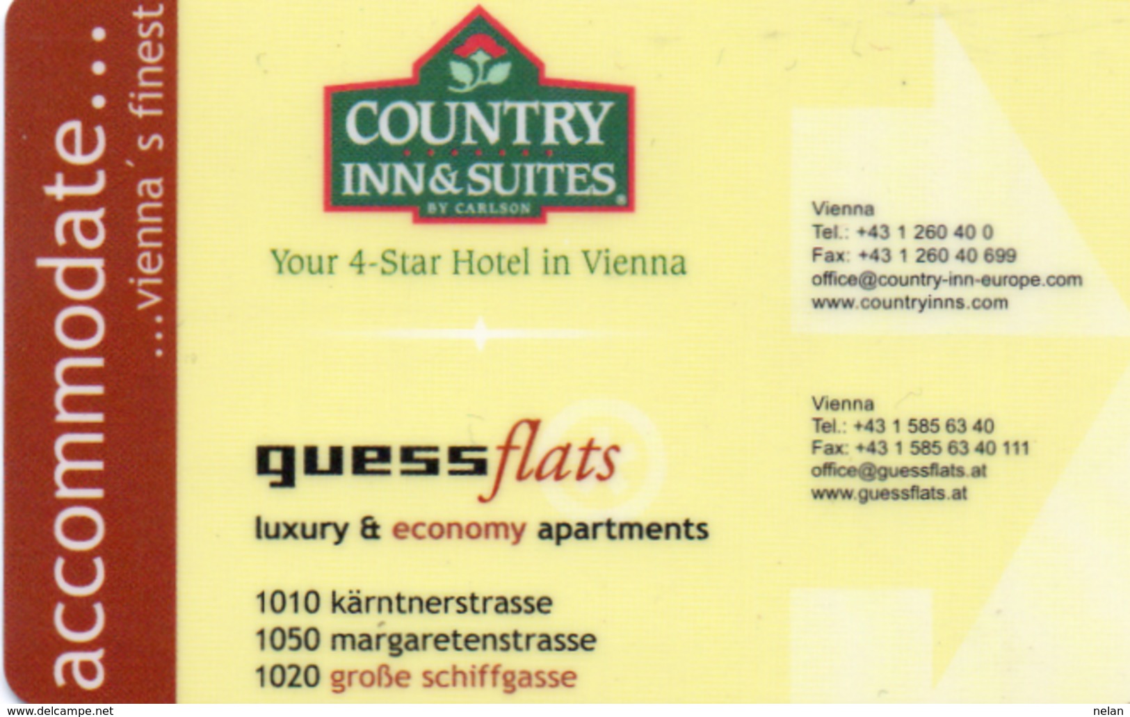 KEY HOTEL CARD-AUSTRIA VIENNA-COUNTRY-INN&SUITES - Chiavi Elettroniche Di Alberghi