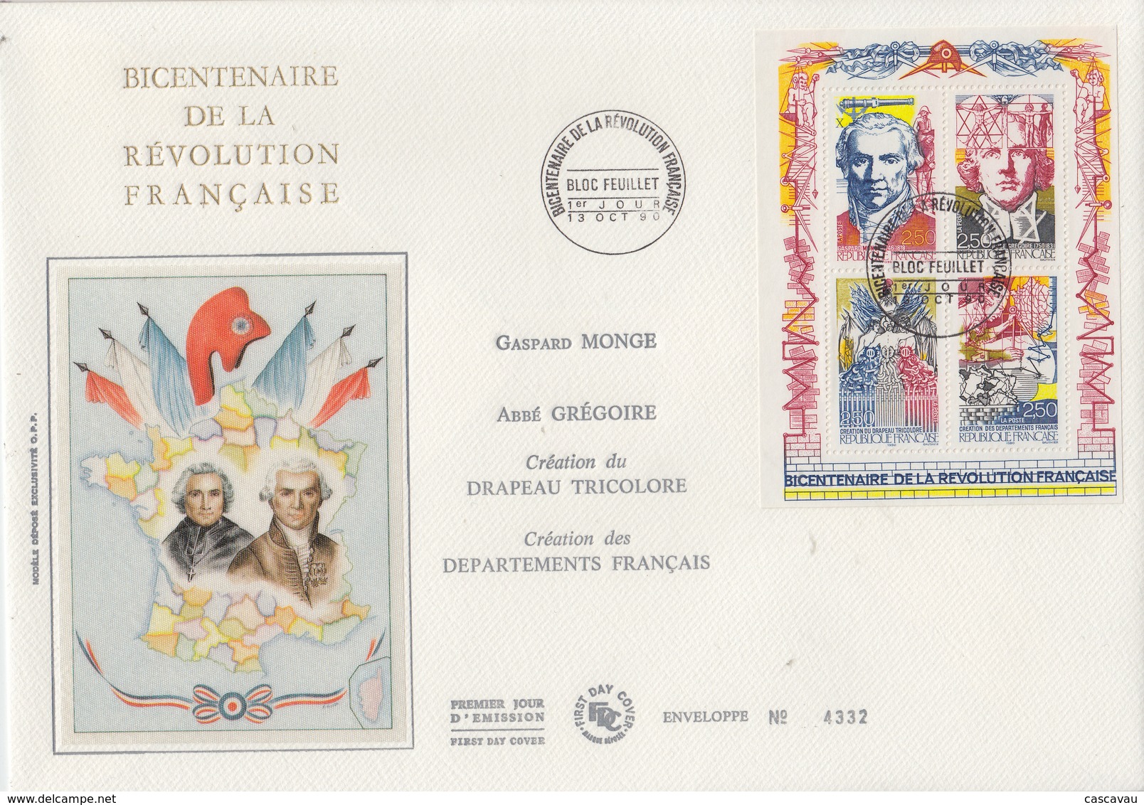 Enveloppe  FDC  FRANCE  Grand  Format  1er  Jour    Bloc  Feuillet   Bicentenaire   REVOLUTION   FRANCAISE   1990 - 1990-1999