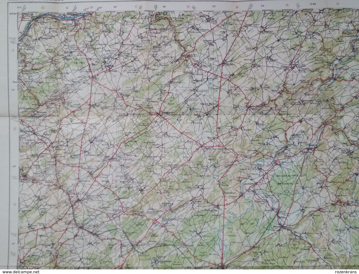 Carte Topographique Militaire UK War Office 1916 World War 1 WW1 Marche Durbuy La Roche Houffalize Aywaille Han Barvaux - Topographische Karten