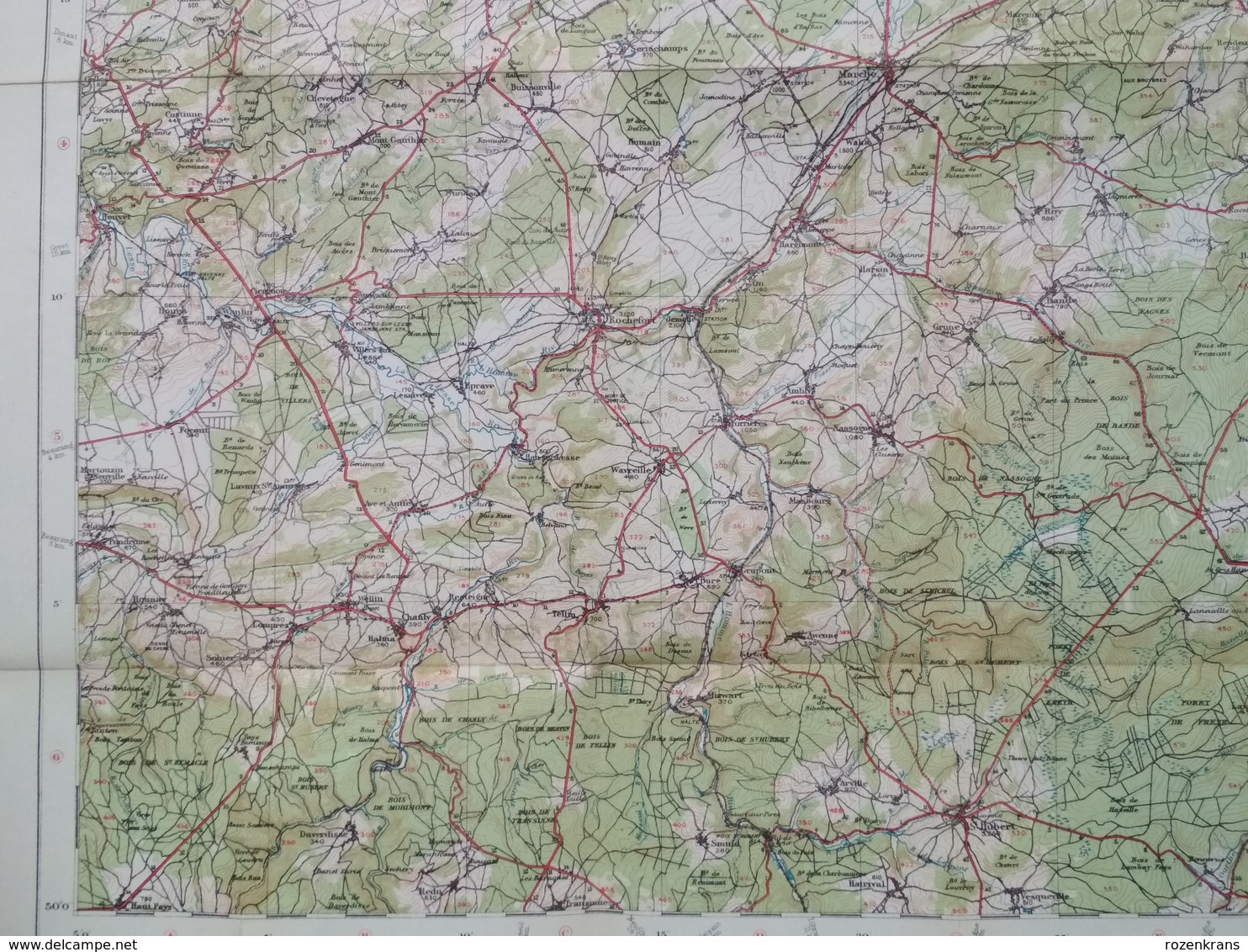 Carte Topographique Militaire UK War Office 1916 World War 1 WW1 Marche Durbuy La Roche Houffalize Aywaille Han Barvaux