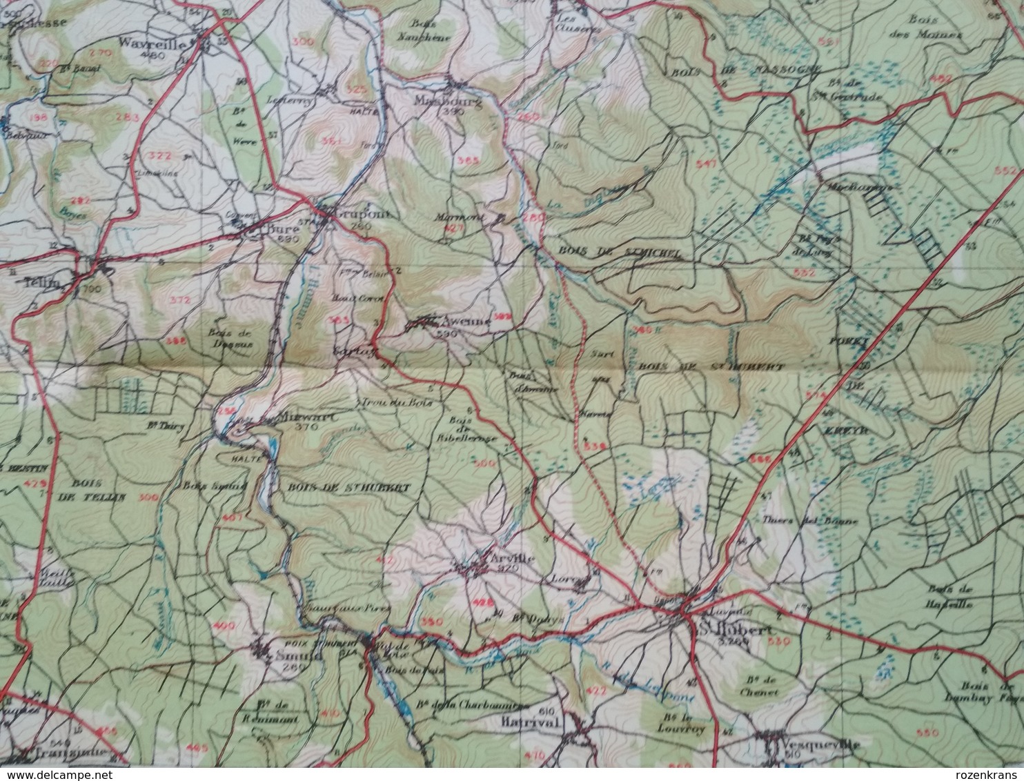 Carte Topographique Militaire UK War Office 1916 World War 1 WW1 Marche Durbuy La Roche Houffalize Aywaille Han Barvaux