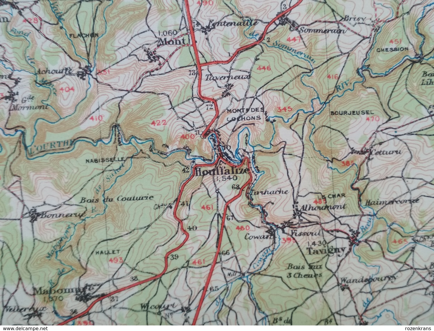 Carte Topographique Militaire UK War Office 1916 World War 1 WW1 Marche Durbuy La Roche Houffalize Aywaille Han Barvaux