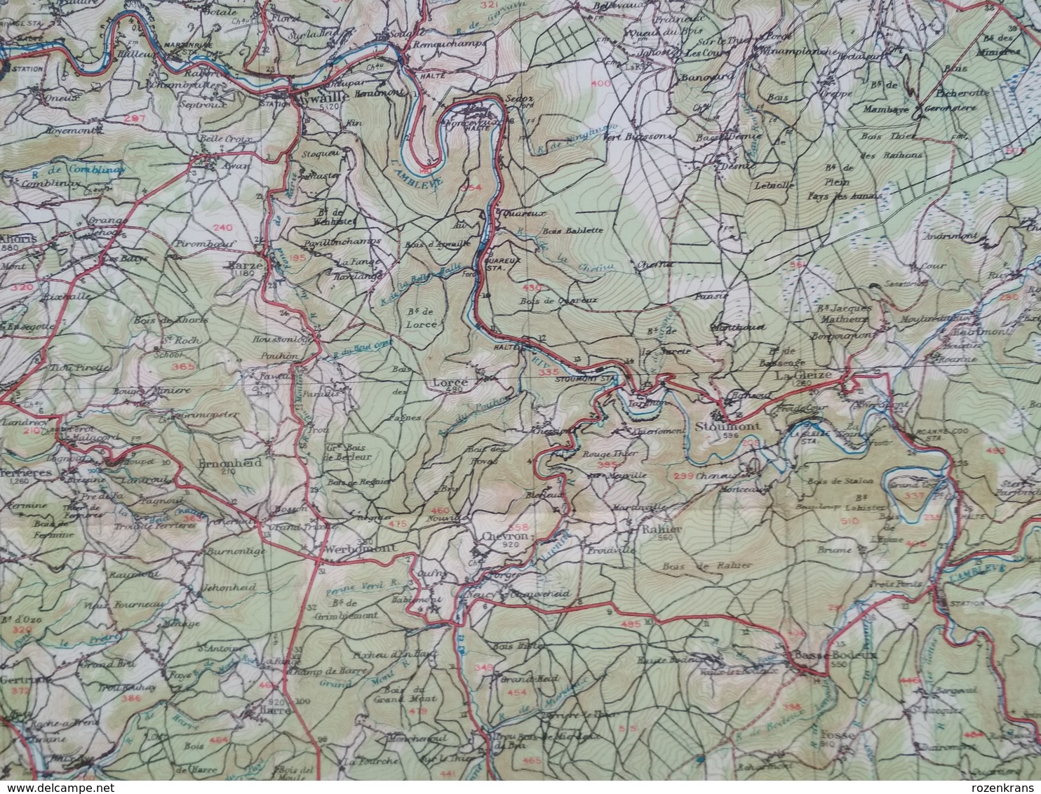 Carte Topographique Militaire UK War Office 1916 World War 1 WW1 Marche Durbuy La Roche Houffalize Aywaille Han Barvaux