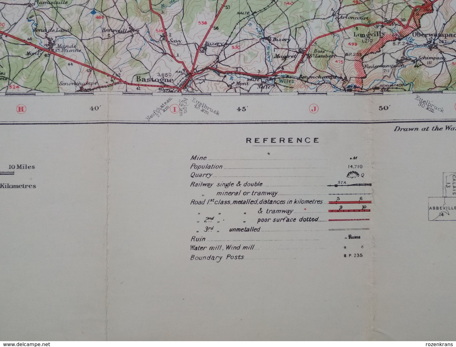 Carte Topographique Militaire UK War Office 1916 World War 1 WW1 Marche Durbuy La Roche Houffalize Aywaille Han Barvaux