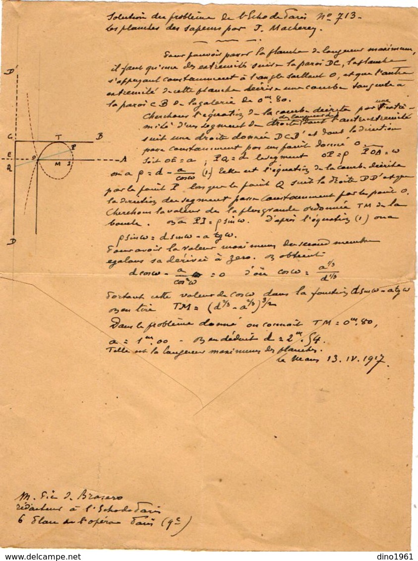 VP12.939 - Franchise Militaire -  LE MANS 1917 - Génie Militaire - Solution Du Problème - Les Planches Des Sapeurs - - Documentos