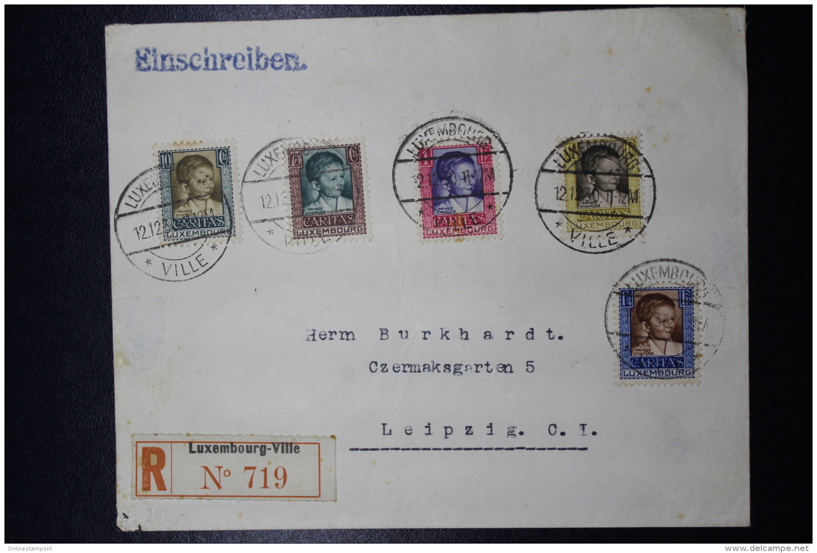 Luxembourg  Einschreiben Cover Luxembourg -&gt; Leipzig  Dec 1930 Mi 227 - 231 - Covers & Documents
