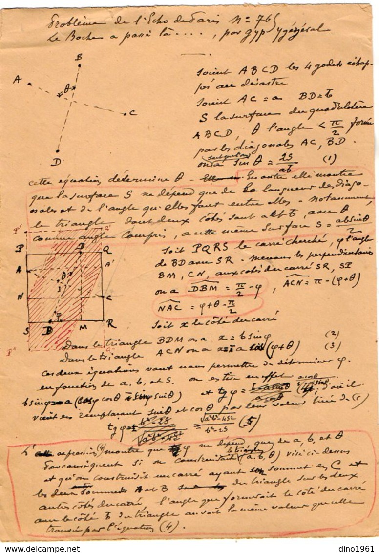 VP12.941 - MILITARIA - LE MANS 1917 - Mr MEMINI Du Génie Militaire - Problème - Le Boche A Passé Là...... - Documents