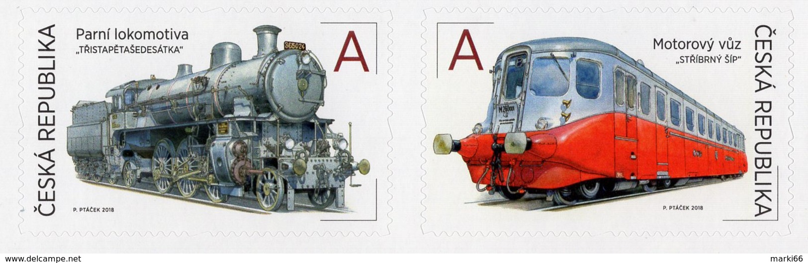 Czech Republic - 2018 - The World On Rails II – Motor Coach And Steam Engine - Mint Self-adhesive Booklet Stamp Set - Nuevos