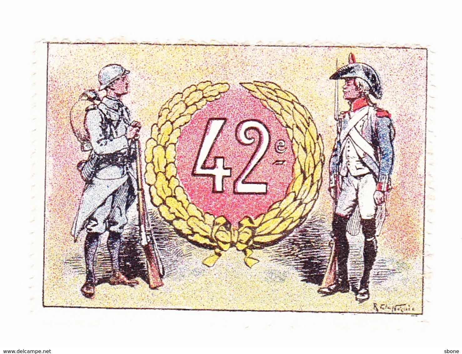 Vignette Militaire Delandre - 42ème Régiment D'infanterie - Military Heritage