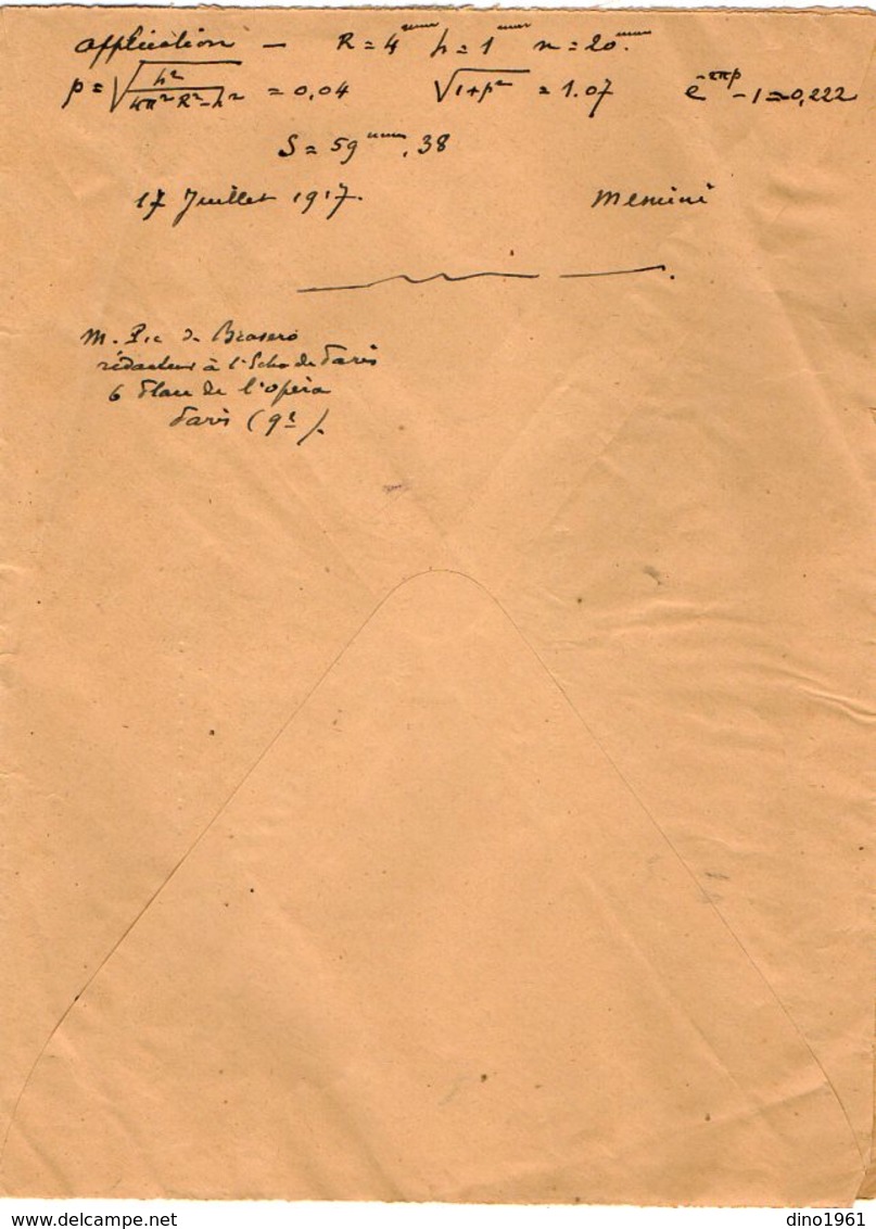 VP12.944 - MILITARIA - LE MANS 1917 - Mr MEMINI Du Génie Militaire - Solution Du Problème - Un Théorème Inattendu ..... - Documents