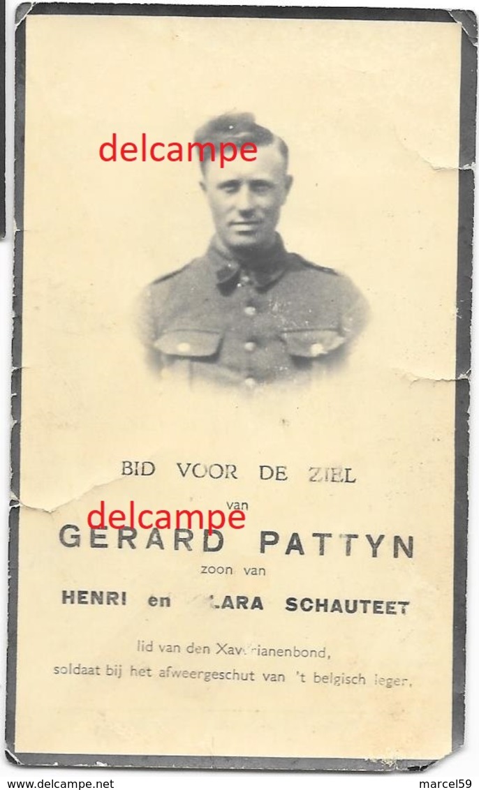 OORLOG GUERRE Gerard Pattyn Eeklo Soldaat Afweergeschut Gesneuveld Te Zeveren Mei 1940 Vinkt Meigem Deinze - Images Religieuses