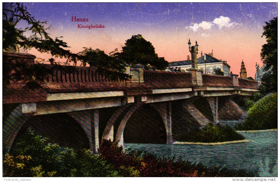 Hanau, Kinzigbrücke, Feldpost 1917 - Hanau