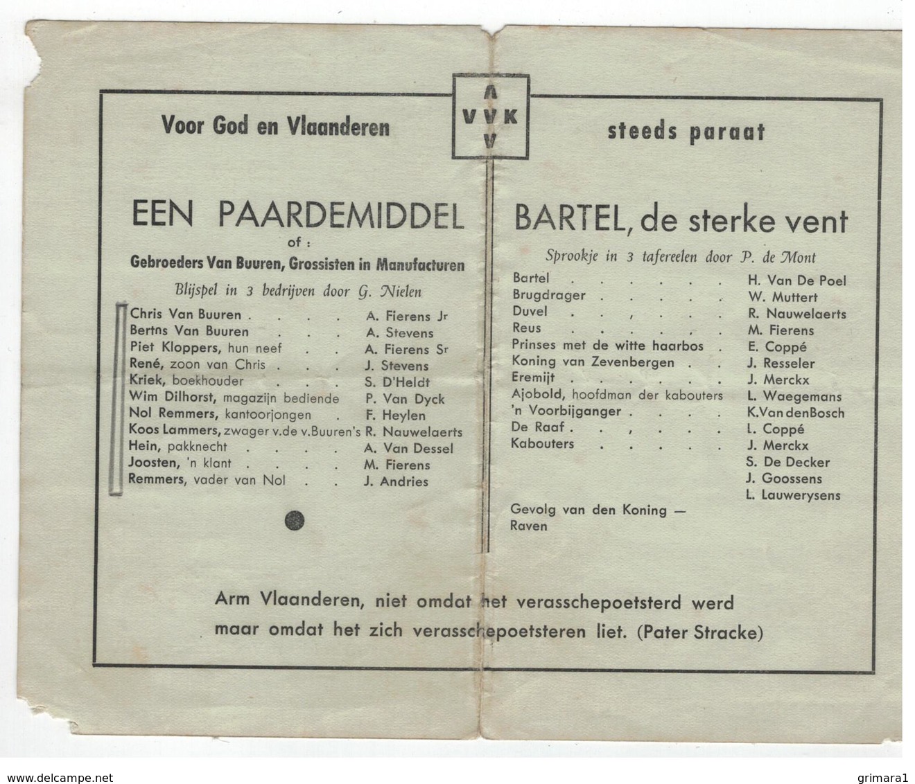 Duffel: Programma Toneelavond "Door Arbeid En Volharding" 1937 Katholiek Vlaamsch Studentengild - Duffel