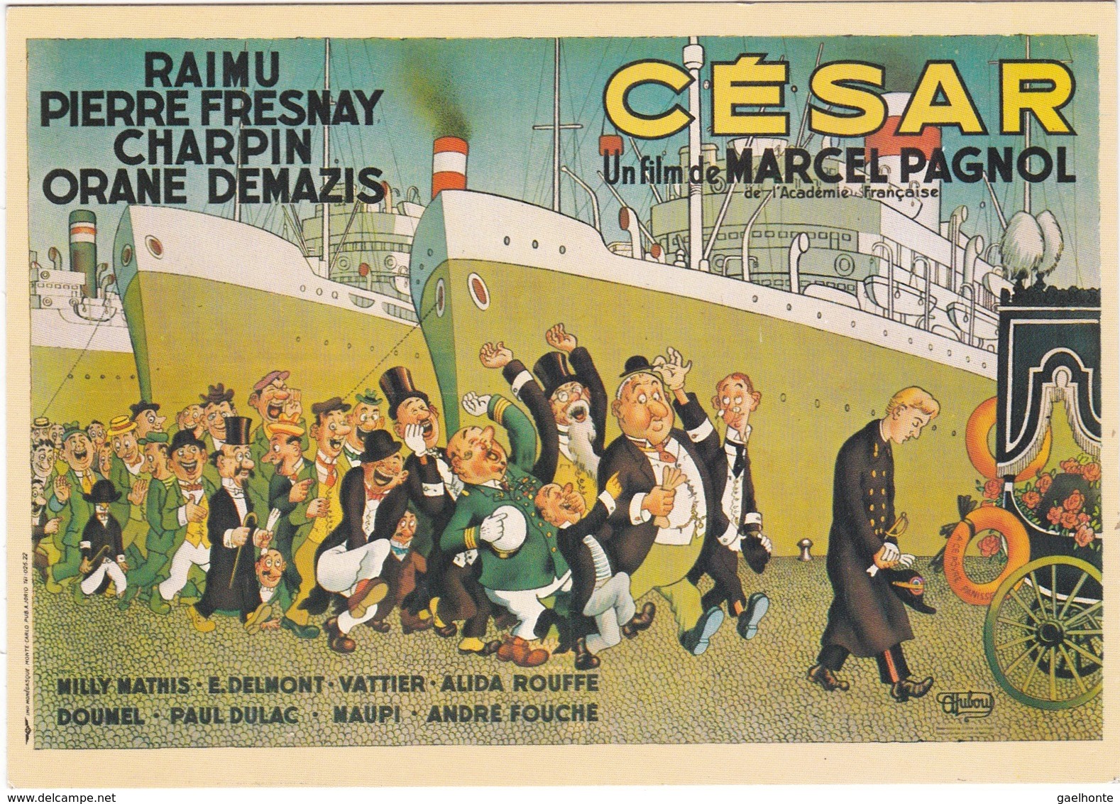 D164 CARTE AFFICHE D'ALBERT DUBOUT - FILM - CESAR - DE MARCEL PAGNOL 1950 - CARTE EDITEE EN 1982 - Publicité