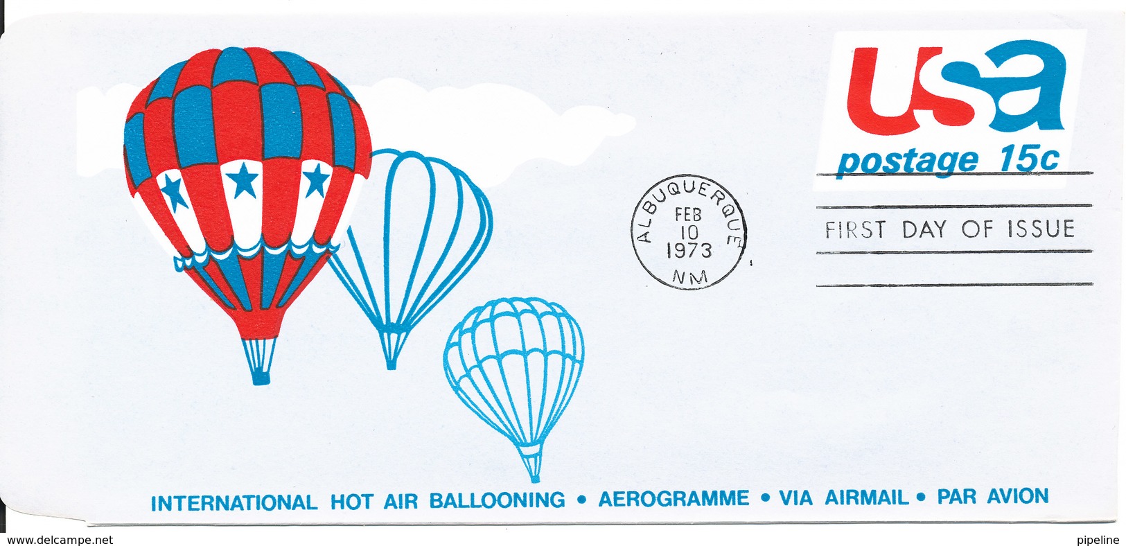 USA FDC Aerogramme 10-2-1973 International Hot Air Ballooning - 1971-1980