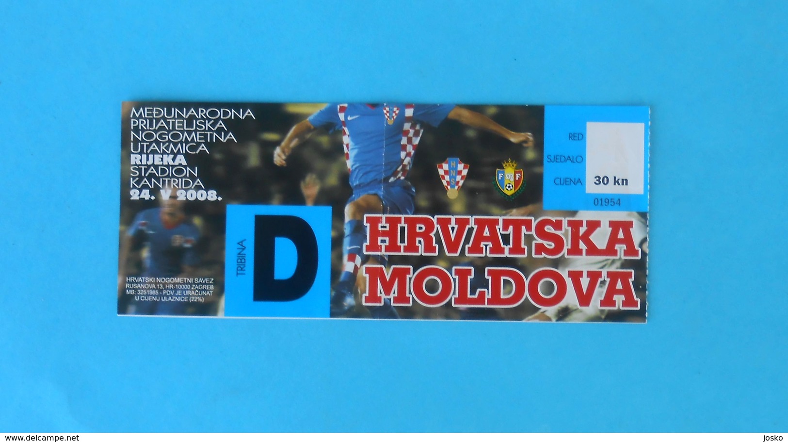 CROATIA V MOLDOVA - 2008. Football Match Ticket * Soccer Foot Billet Fussball Calcio Futbol Futebol - Eintrittskarten