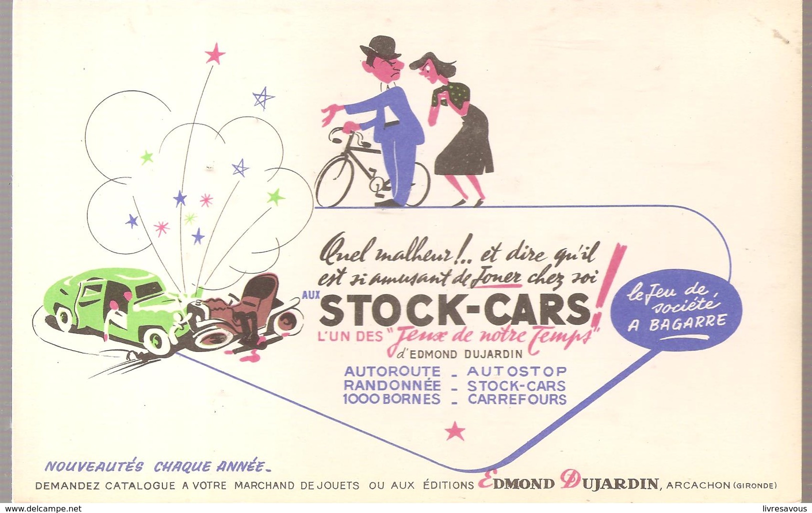 Buvard Edmond Dujardin Le Jeu De Société A BAGARRE STOCK-CARS - Papeterie