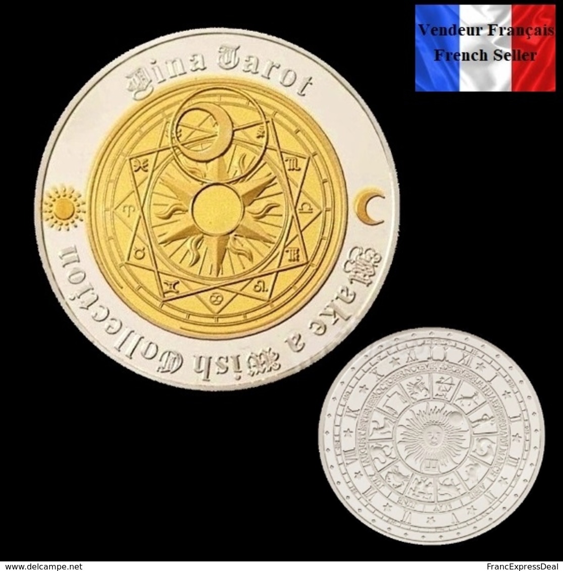 1 Pièce Plaquée OR Et ARGENT ( GOLD And SILVER Plated Coin ) - Tarot Divination Constellations - Sonstige & Ohne Zuordnung