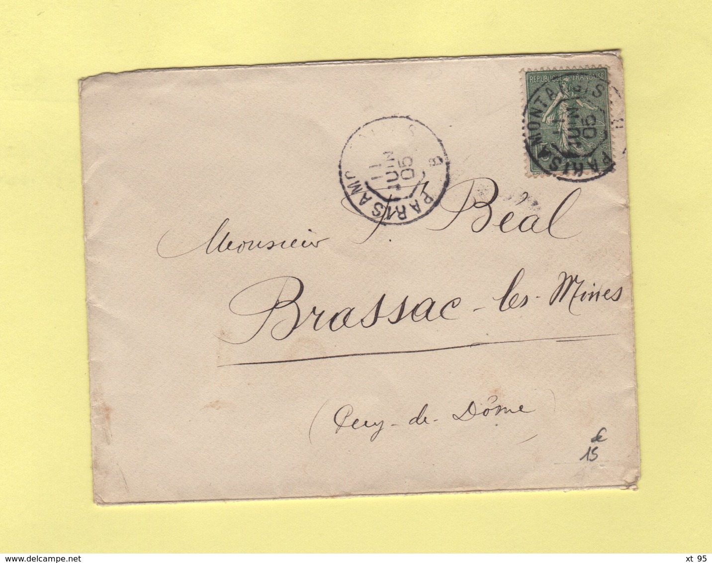 Ambulant De Jour - Paris A Montargis B - 11 Juin 1905 - Correo Ferroviario