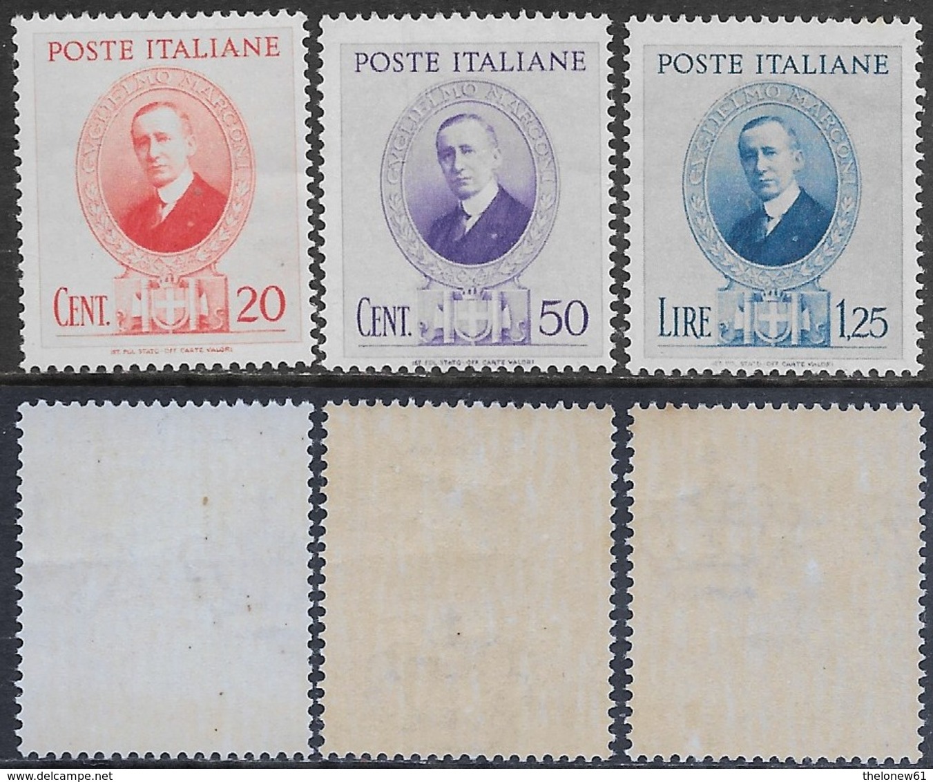 Italia Italy 1938 Regno Marconi Sa N.436-438 Completa Nuova Integra MNH ** - Nuovi