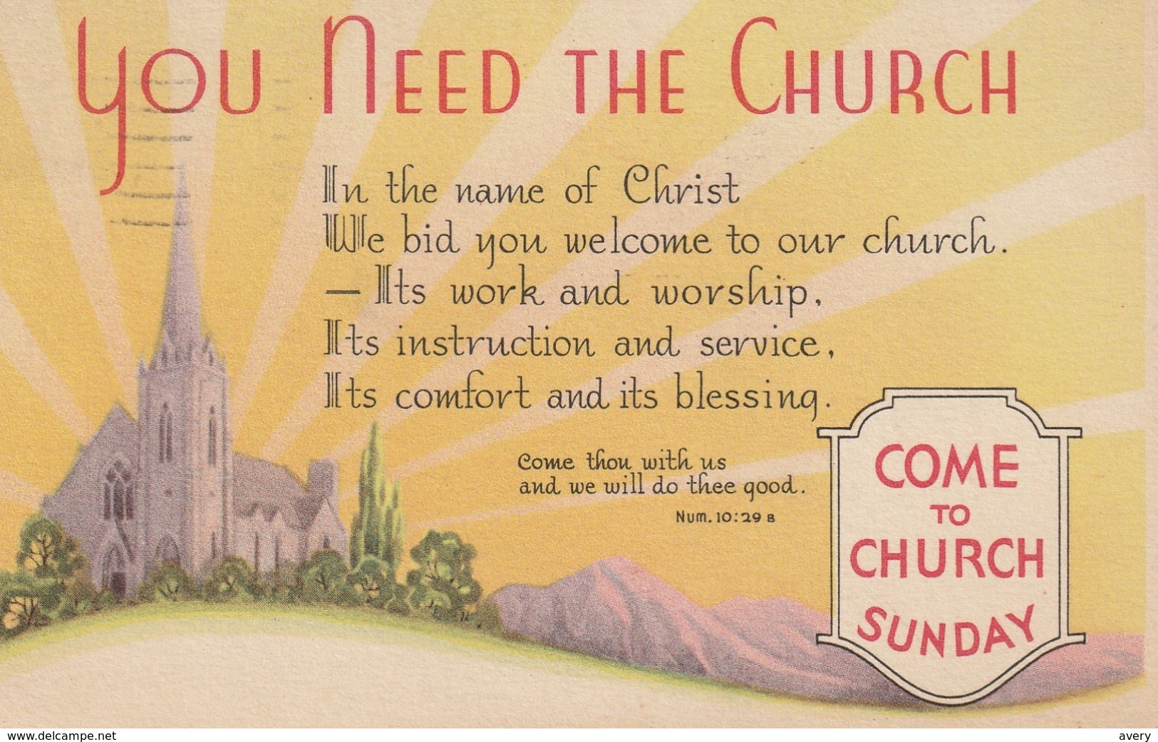 You Need The Church Come To Church Sunday  Reading Pennsylvania - Other & Unclassified