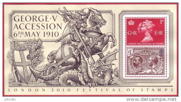 2010 GB London Festival Of Stamps Miniature Sheet UM/MNH - Commemorating King George V Accession 6th May 1910 - Feuilles, Planches  Et Multiples