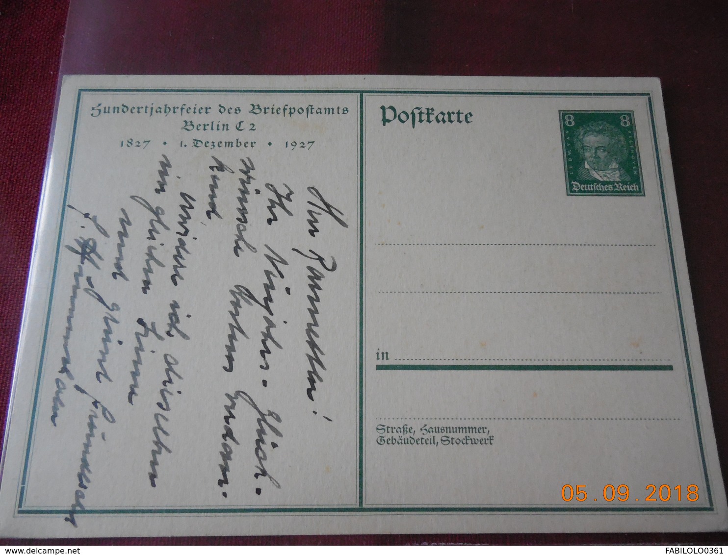Entier Postal D Allemagne .Berlin Le 1er Decembre 1927 - Briefe U. Dokumente