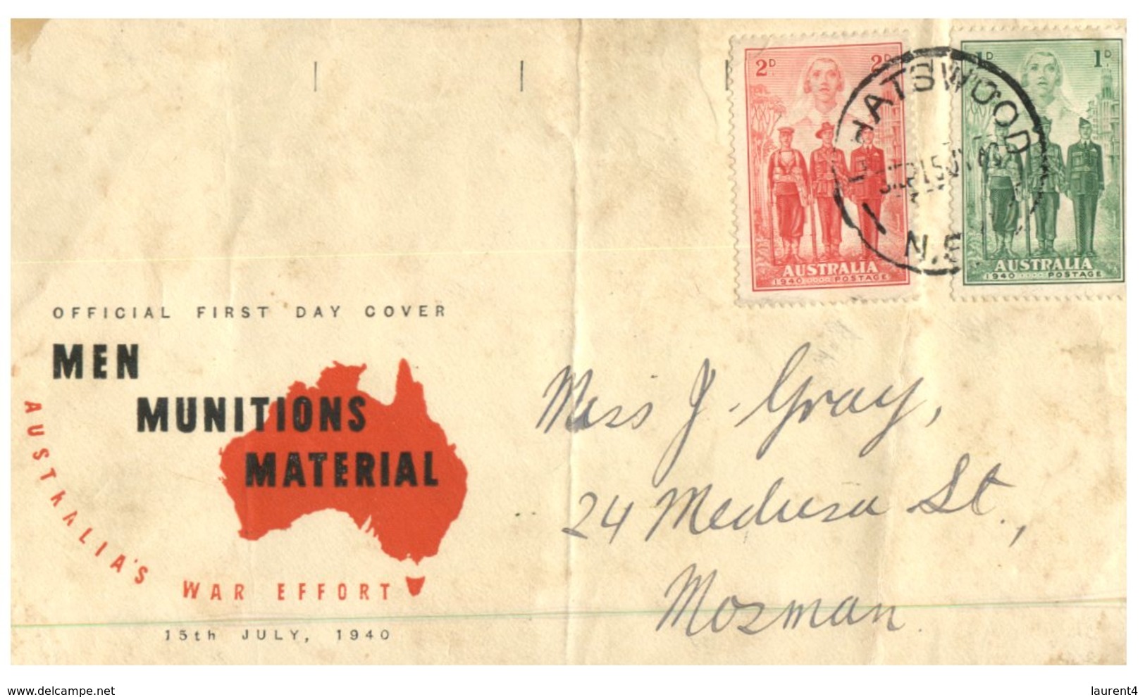 (170) Australia Old Cover - 1940 - Military Posted From Chatswood To Mosman - Lettres & Documents