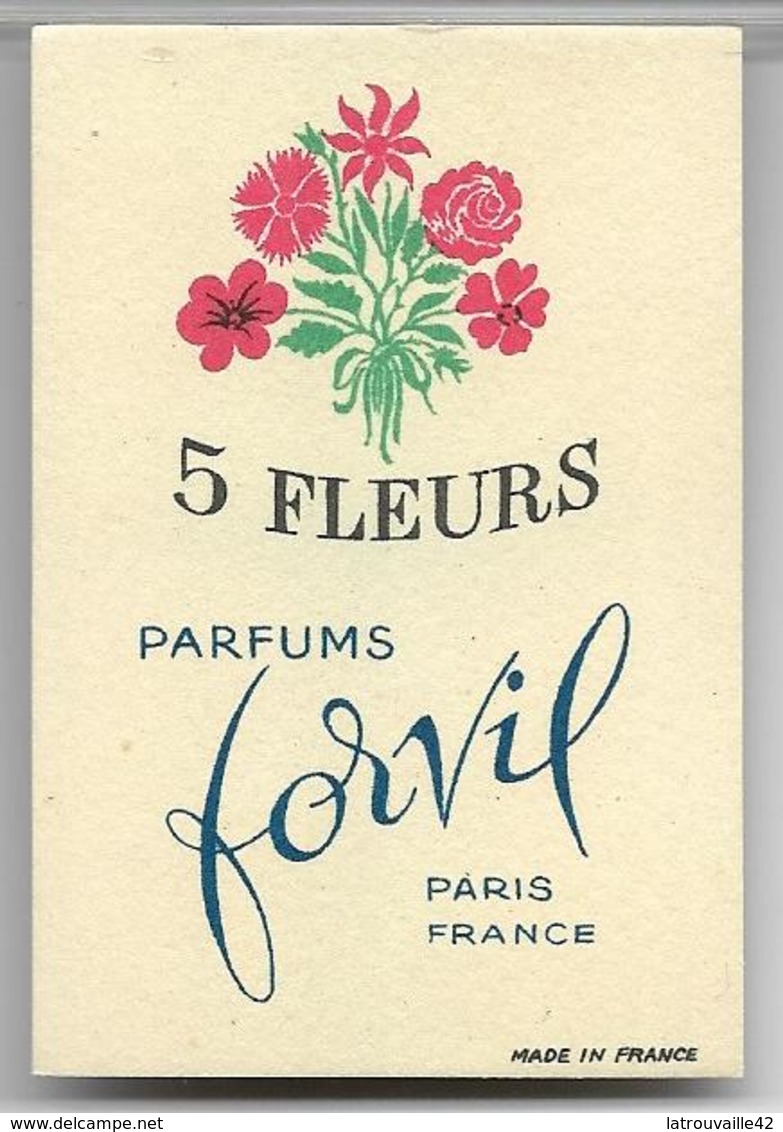 Ancienne Carte Parfumée 5 FLEURS De Forvil - Sin Clasificación