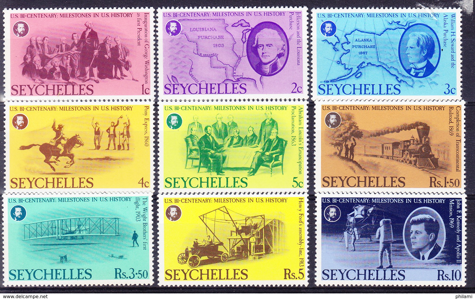 SEYCHELLES, SG 383/91, BI CENTENAIRE DES USA, **  MNH.  (6B241) - Non Classés