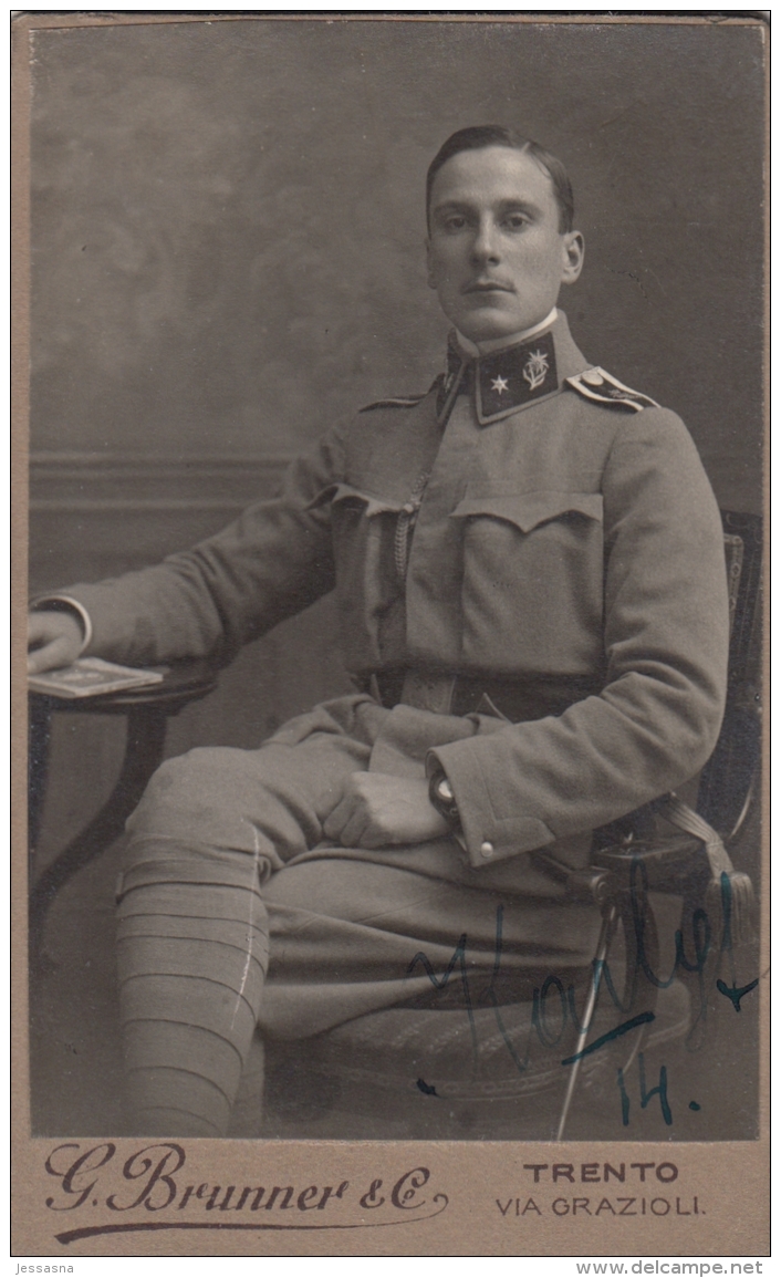 Kabinett Fotokarte Von Ital. Soldat 1914 - Fotograph In Trento - G. Brunner - Trento
