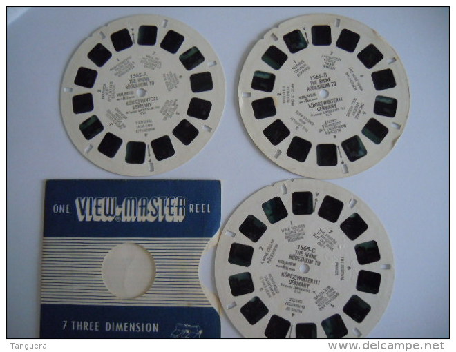 View-master Viewmaster 1565 A B C The Rhine Rüdesheim To Koningswinter I II III Germany Reel Disque - Stereoscoopen