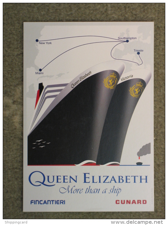 CUNARD QUEEN ELIZABETH AND VICTORIA-DELIVERY CEREMONY CARD FOR QE 2010 - Steamers