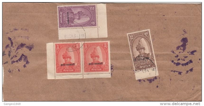 Nepal  1980's  SERVICE  Registered  4  Stamps   Cover #  09606  D Inde Indien - Nepal