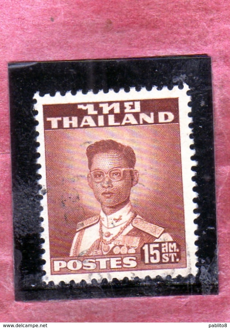 THAILANDE THAILAND TAILANDIA 1951 1960 KING Bhumibol Adulyadej RE 15s USATO USED OBLITERE' - Tailandia