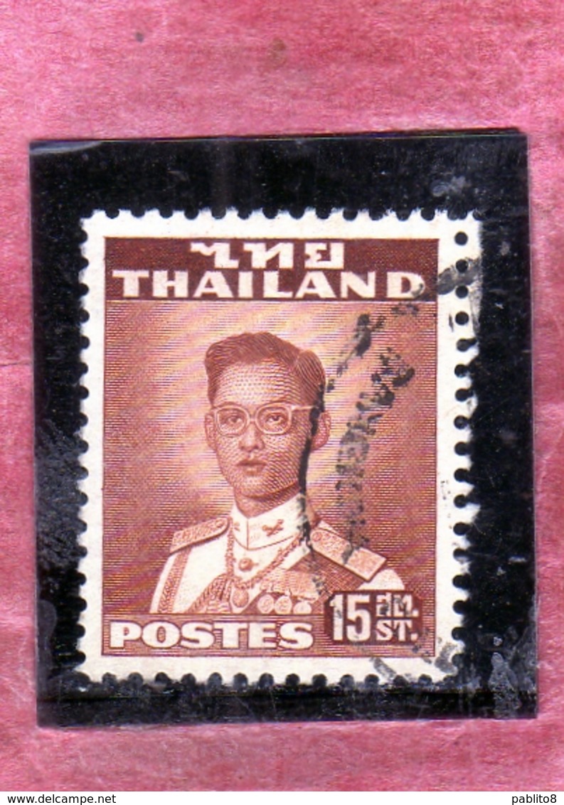 THAILANDE THAILAND TAILANDIA 1951 1960 KING Bhumibol Adulyadej RE 15s USATO USED OBLITERE' - Tailandia