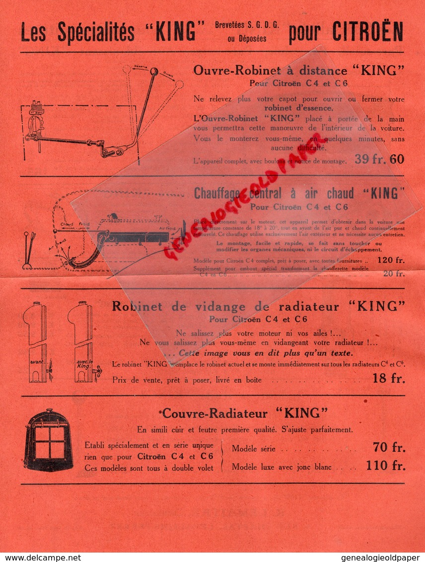 92 - LEVALLOIS PERRET- PUBLICITE R. LEMAITRE CONSTRUCTEUR-SPECIALITES KING POUR CITROEN-5 RUE CHAPTAL - Automobil